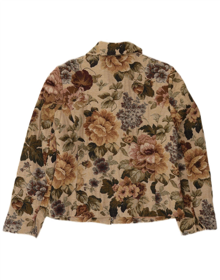 Женский пиджак Landhaus с полной молнией EU 40, средний бежевый, полиэстер с цветочным принтом