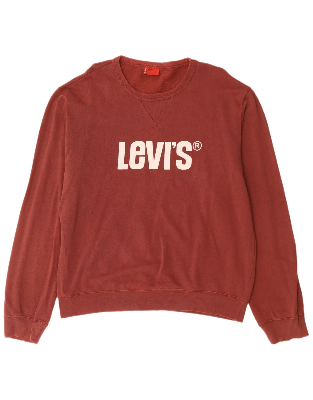 Мужской свитшот с рисунком Levi's, большой темно-бордовый хлопковый джемпер