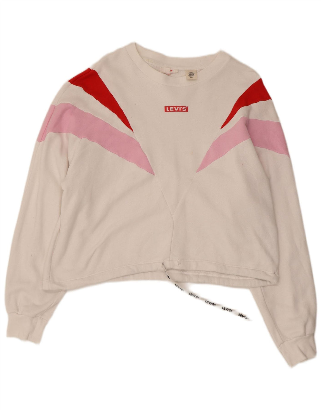 LEVI'S Womens Crop Sweatshirt Jumper UK 10 Small White Colourblock