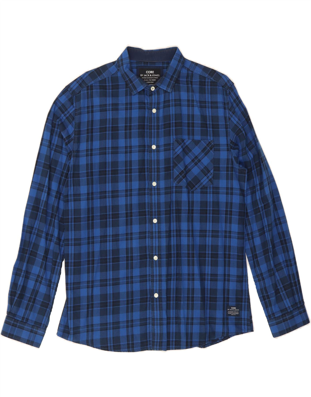 JACK & JONES Mens Flannel Shirt XL Blue Check Cotton Vintage Jack & Jones and Second-Hand Jack & Jones from Messina Hembry 