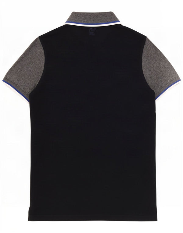 Jack & Jones Mens Graphic Polo Shirt Small Navy Blue Colourblock