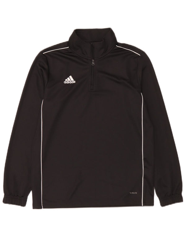 Adidas Boys Climalite Топ с воротником на молнии и длинными рукавами, 11-12 лет, черный полиэстер