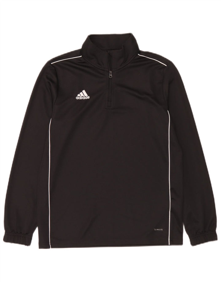 Adidas Boys Climalite Топ с воротником на молнии и длинными рукавами, 11-12 лет, черный полиэстер