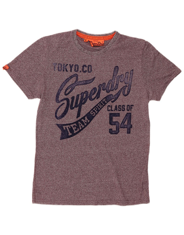 SUPERDRY Мужская футболка с рисунком, большой бордовый хлопок с крапинками