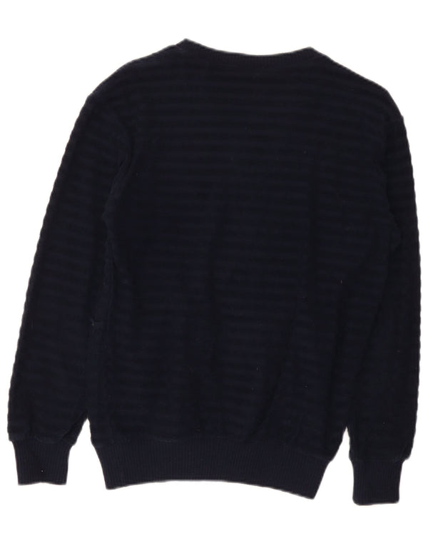 Pooh Womens Crop V-Neck Jumper Sweater US 10 Large Navy Blue Striped Cotton