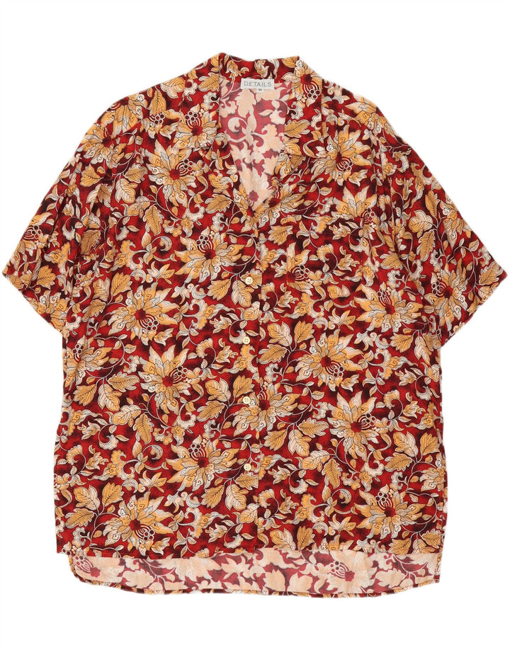 VINTAGE Womens Short Sleeve Shirt UK 14 Medium Red Floral Vintage Vintage and Second-Hand Vintage from Messina Hembry 