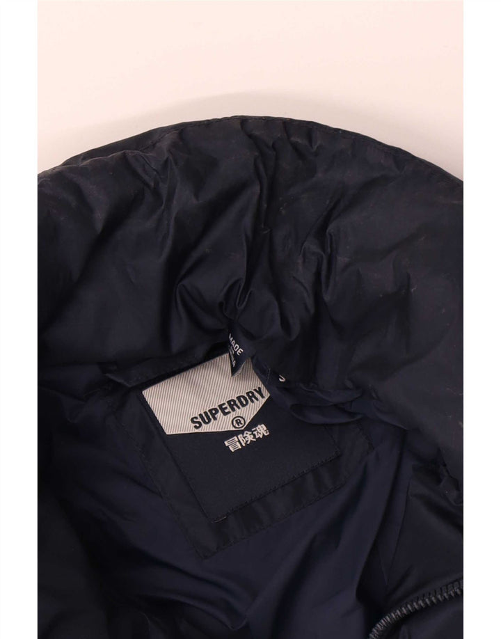 Мужская стеганая куртка Superdry UK 36, маленькая, темно-синяя, полиэстер с цветными блоками