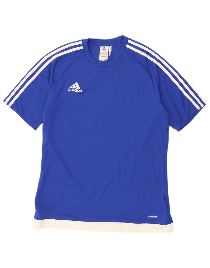 Мужская футболка ADIDAS Climalite, верх, средний синий, полиэстер с цветными блоками