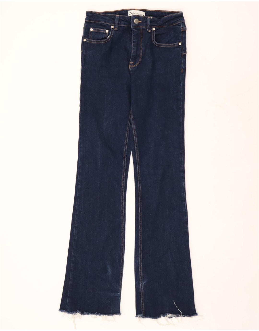 Женские расклешенные джинсы Zara EU 38, маленькие W28 L33, синие, хлопок