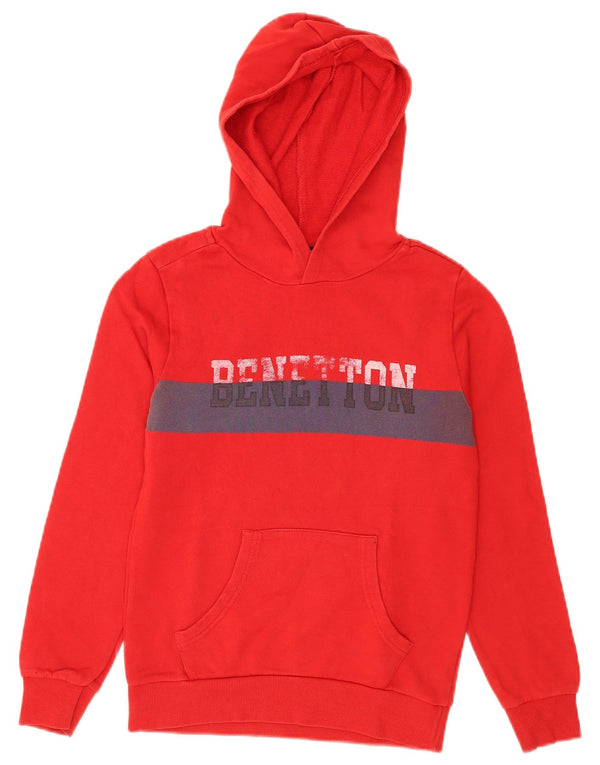 Джемпер с капюшоном Benetton для мальчиков 10–11 лет, XL, красный, хлопок с цветными блоками
