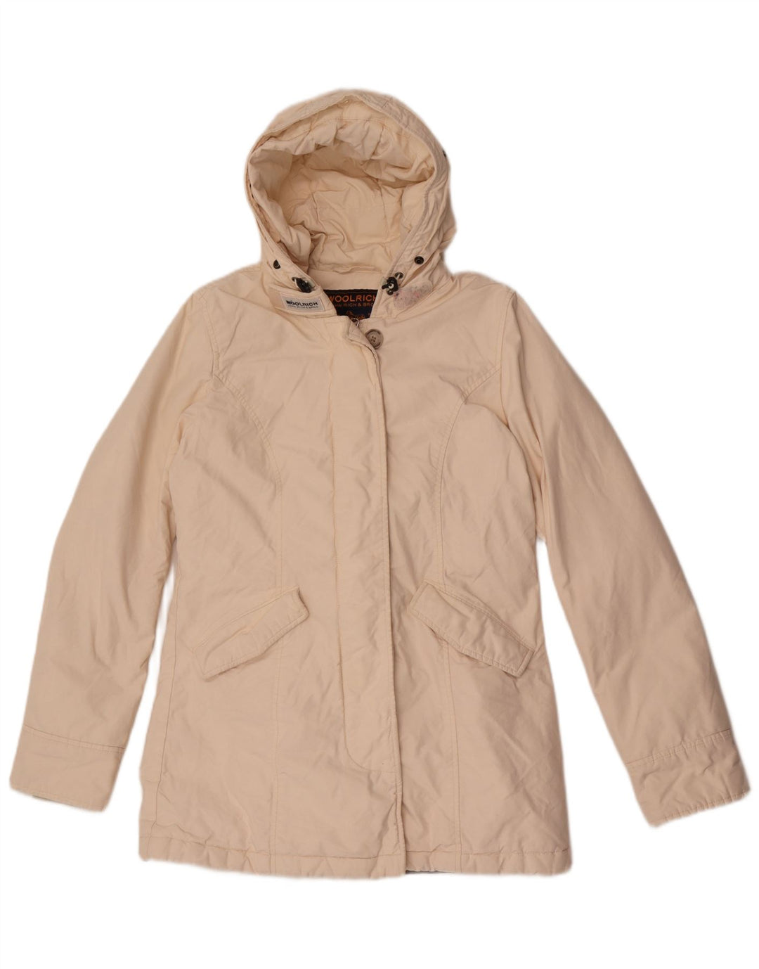 Женская стеганая куртка Woolrich с капюшоном UK 10, маленький размер, белый хлопок