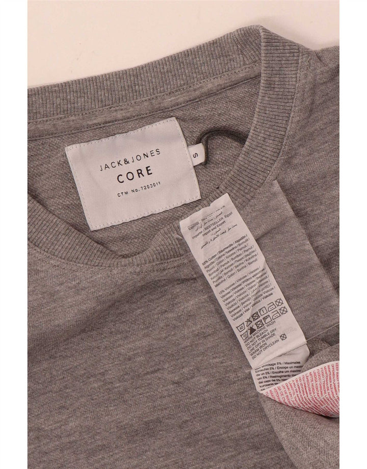 Мужской свитшот с рисунком Jack & Jones, маленький серый хлопковый джемпер