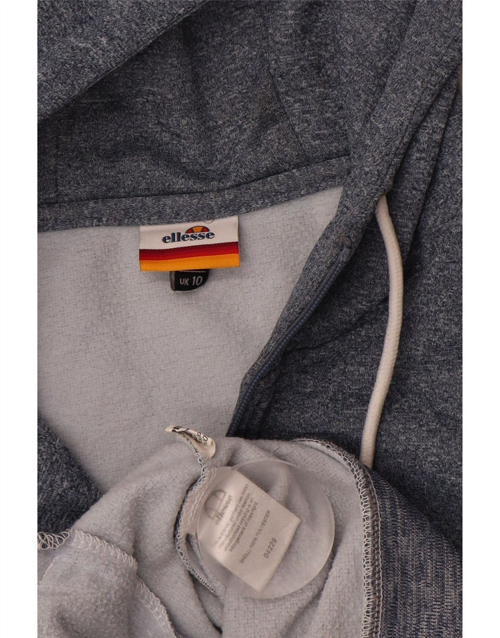 ELLESSE Womens Graphic Zip Hoodie Sweater UK 10 Small Navy Blue Polyester