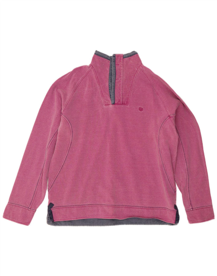 FAT FACE Mens Button Neck Sweatshirt Jumper Large Purple Cotton