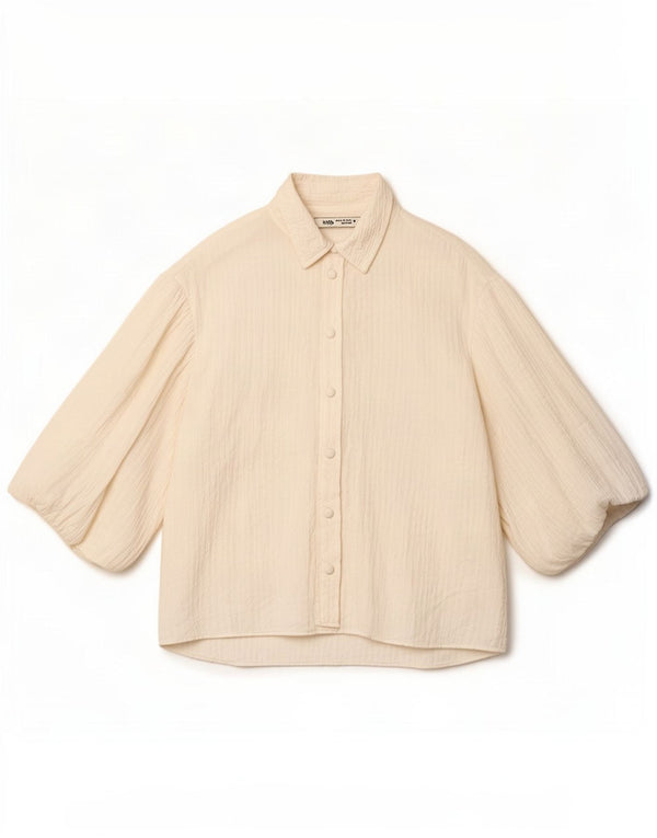 Женская блузка-рубашка оверсайз с рукавом 3/4 Zara UK 6 XS, белая