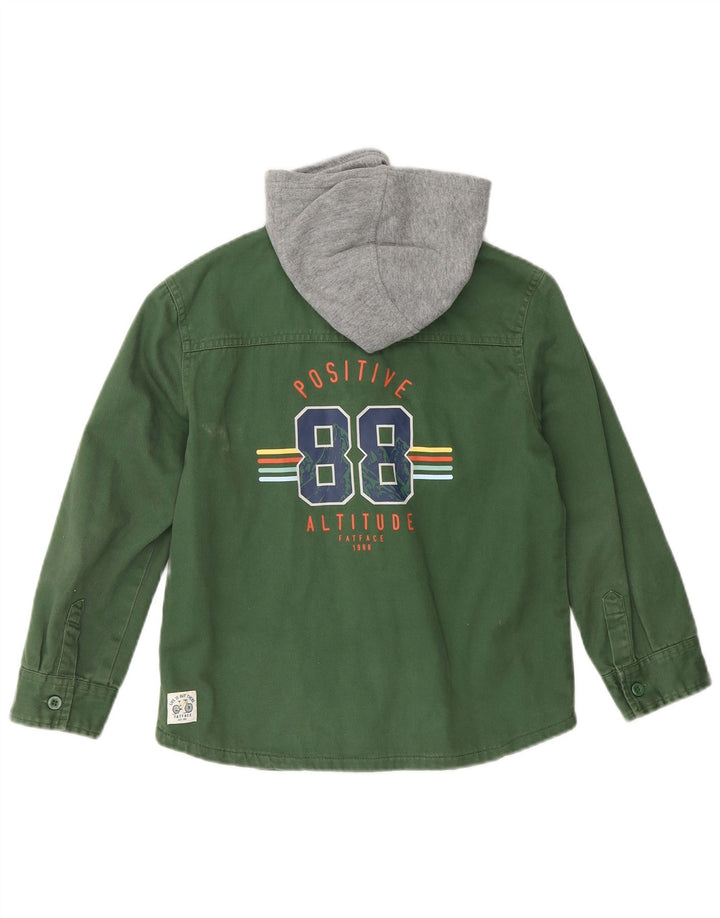 Джинсовая рубашка Lumberjack с капюшоном FAT FACE для мальчиков, 7–8 лет, зеленая с цветными блоками