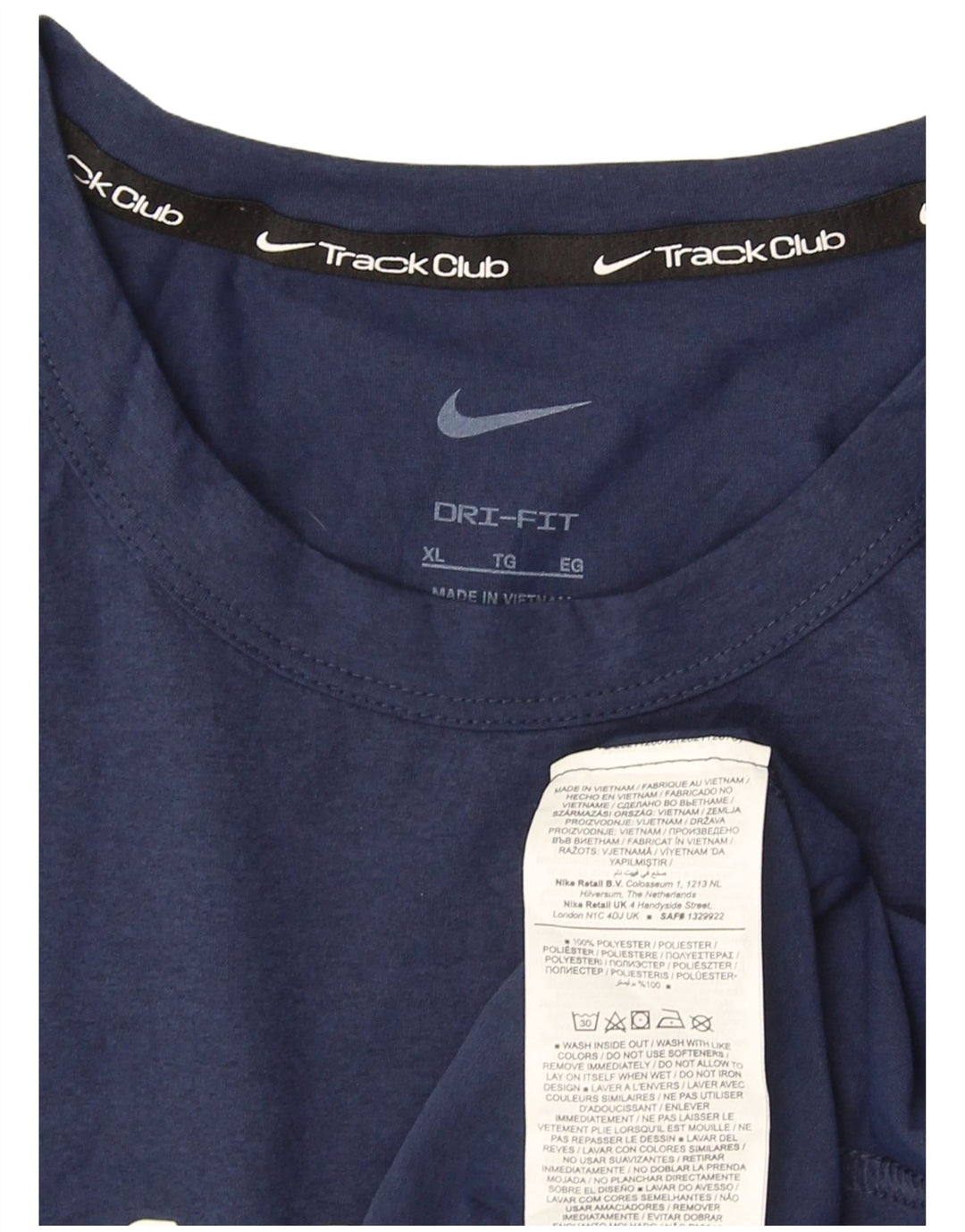 Мужская футболка с рисунком Nike Dri Fit Top XL темно-синего цвета из полиэстера