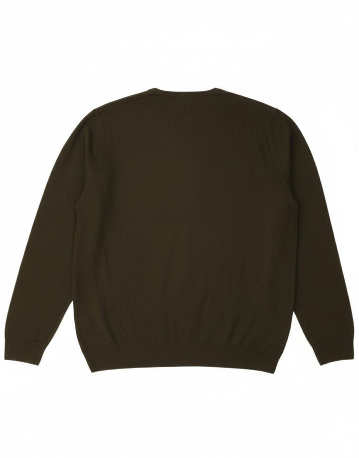CARRERA Mens V-Neck Jumper Sweater 2XL Green Acrylic