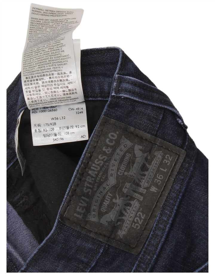 Мужские зауженные джинсы LEVI'S 522 W36 L32 Темно-синие, хлопок