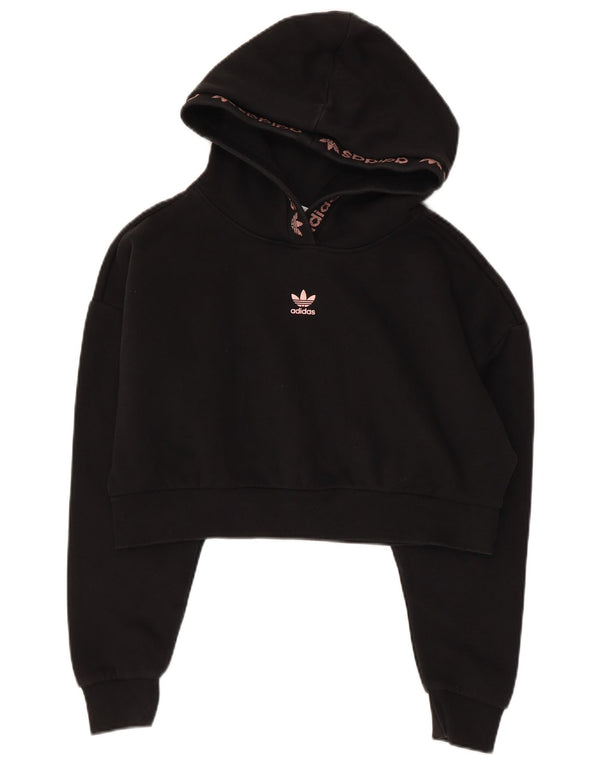 Женский укороченный джемпер с капюшоном Adidas Oversized UK 4 XS, черный хлопок