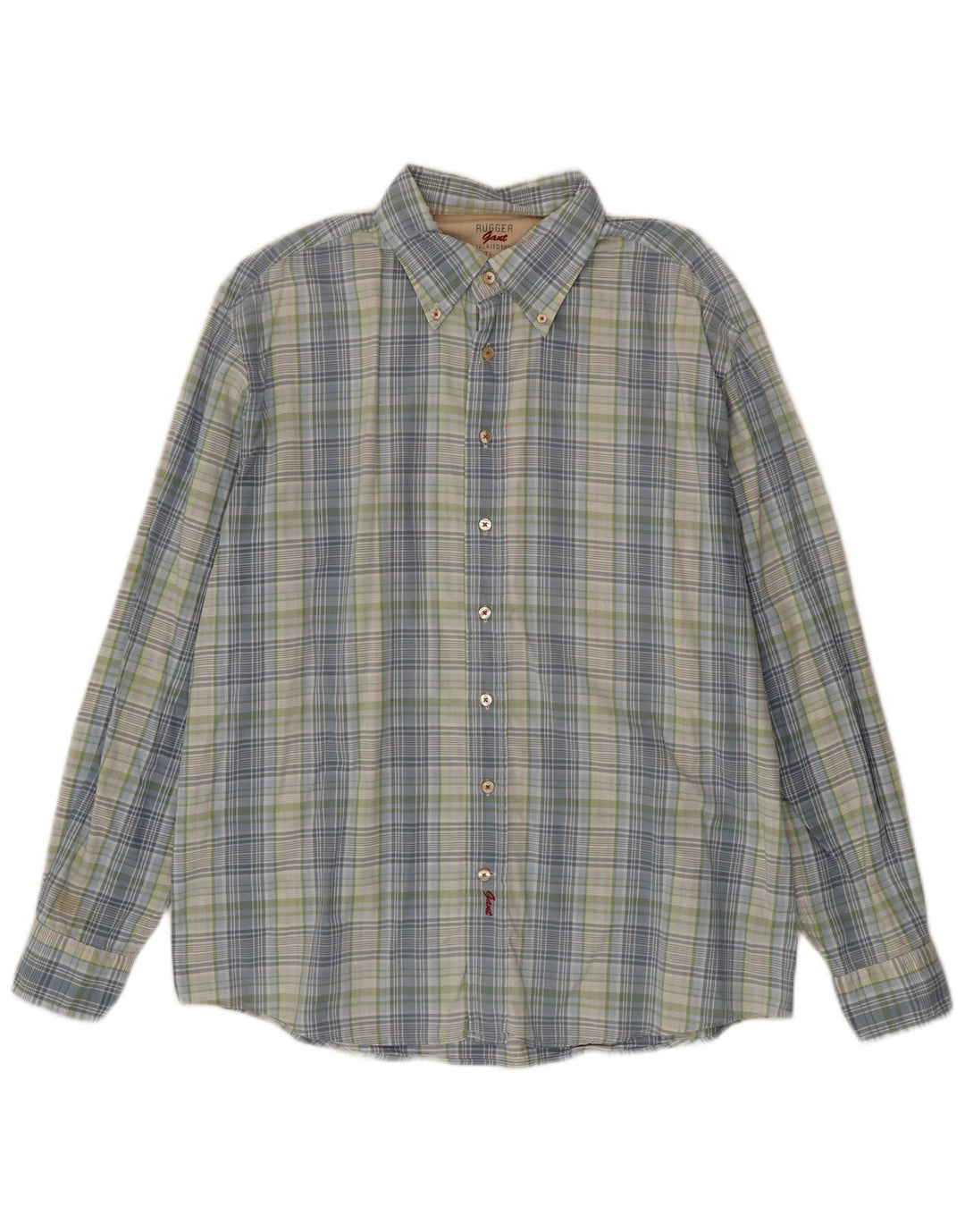 Мужская рубашка узкого кроя Gant Rugger 2XL, синяя клетка, хлопок