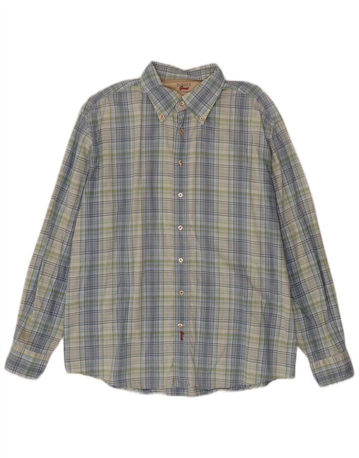 Мужская рубашка узкого кроя Gant Rugger 2XL, синяя клетка, хлопок