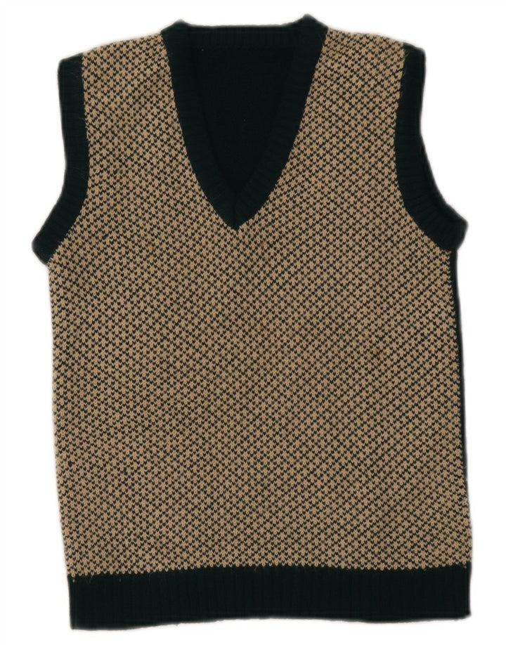 ВИНТАЖНАЯ женская укороченная майка без рукавов UK 4 XS Green Fair Isle