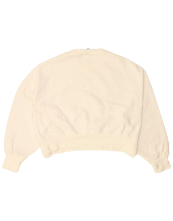 Женский укороченный свитшот оверсайз NIKE UK 14, средний размер, белый хлопок