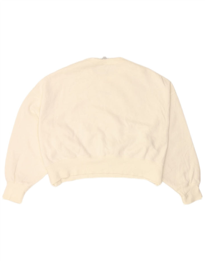 Женский укороченный свитшот оверсайз NIKE UK 14, средний размер, белый хлопок