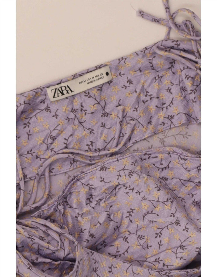 Женский сарафан Zara UK 12, средний фиолетовый с цветочным принтом