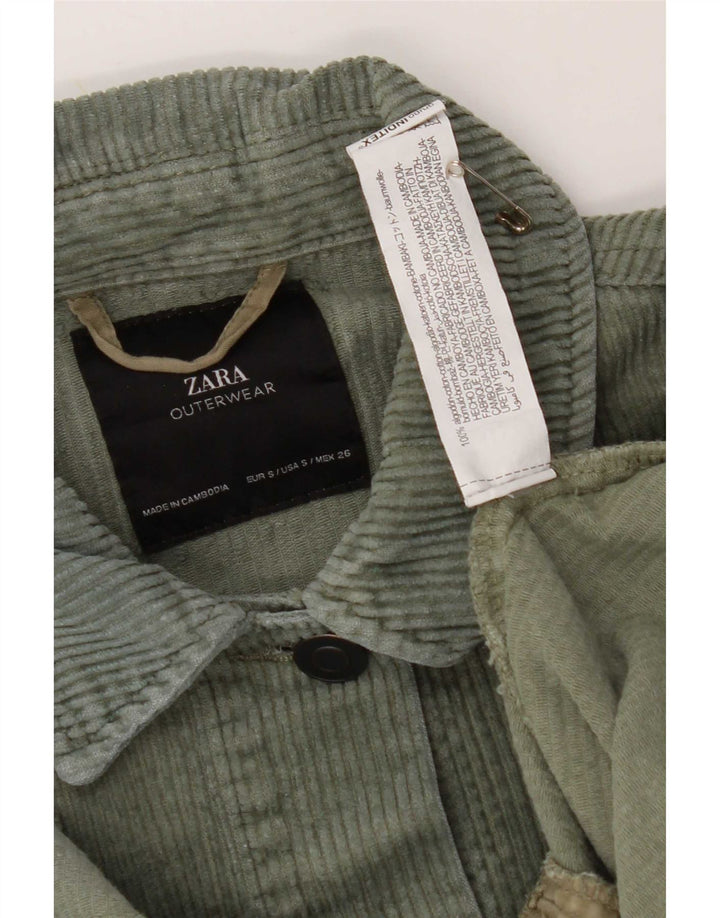 Женская вельветовая куртка оверсайз Zara UK 10, маленький размер, цвет хаки, хлопок