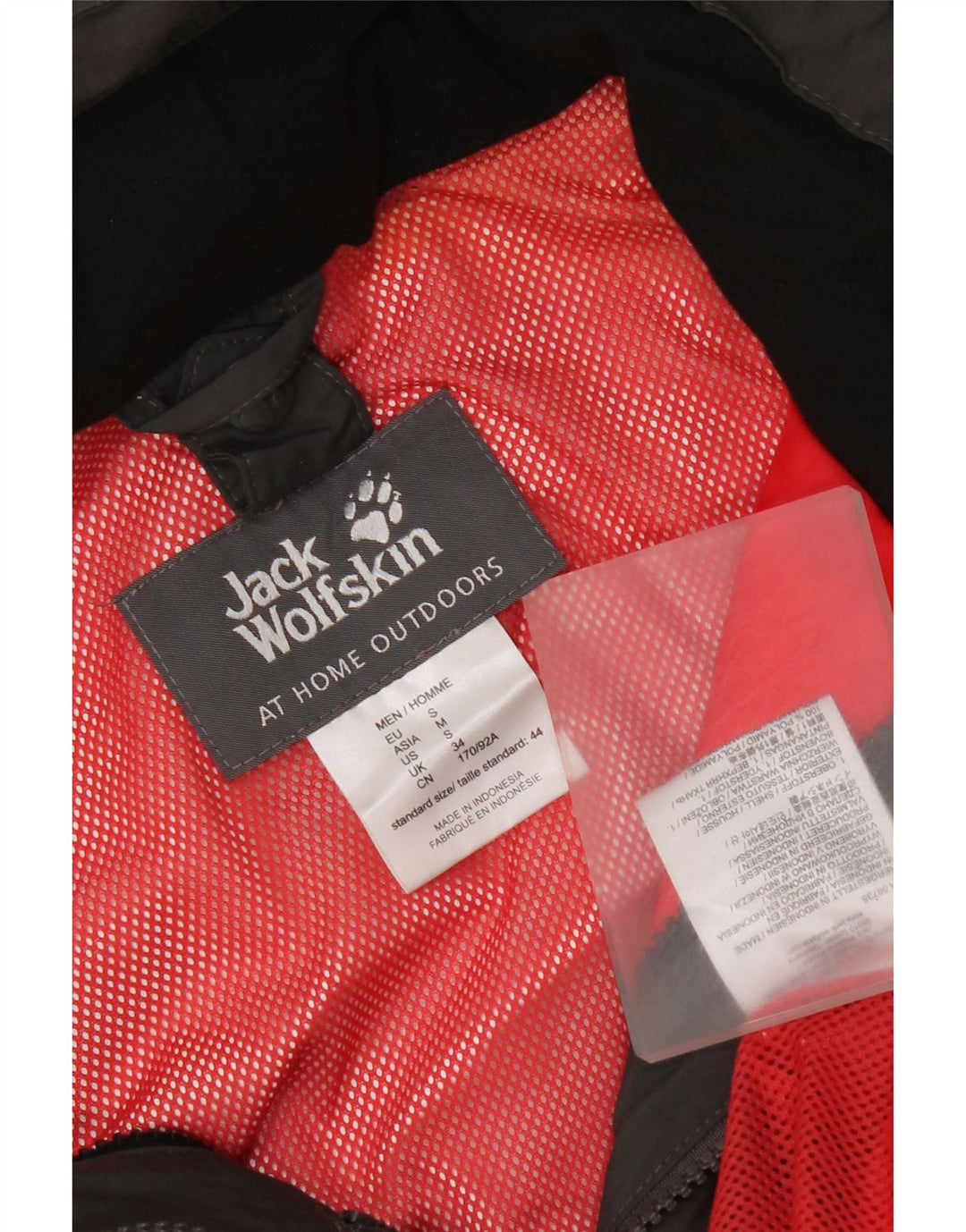 Мужская дождевик с капюшоном Jack Wolfskin UK 34, маленький серый полиамид