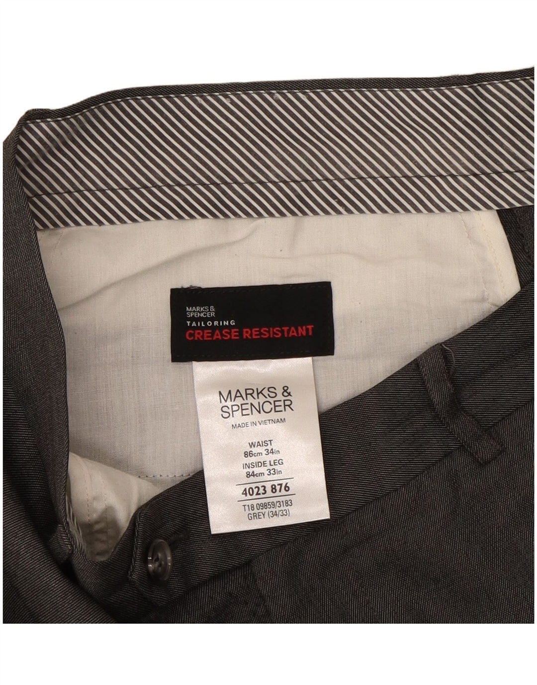 Мужские прямые костюмные брюки Marks & Spencer W34 L33 серые из полиэстера