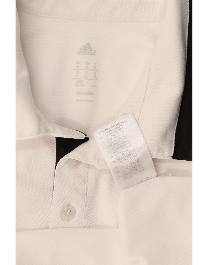 Мужская рубашка-поло ADIDAS Climalite XL, полиэстер белого цвета с цветными блоками