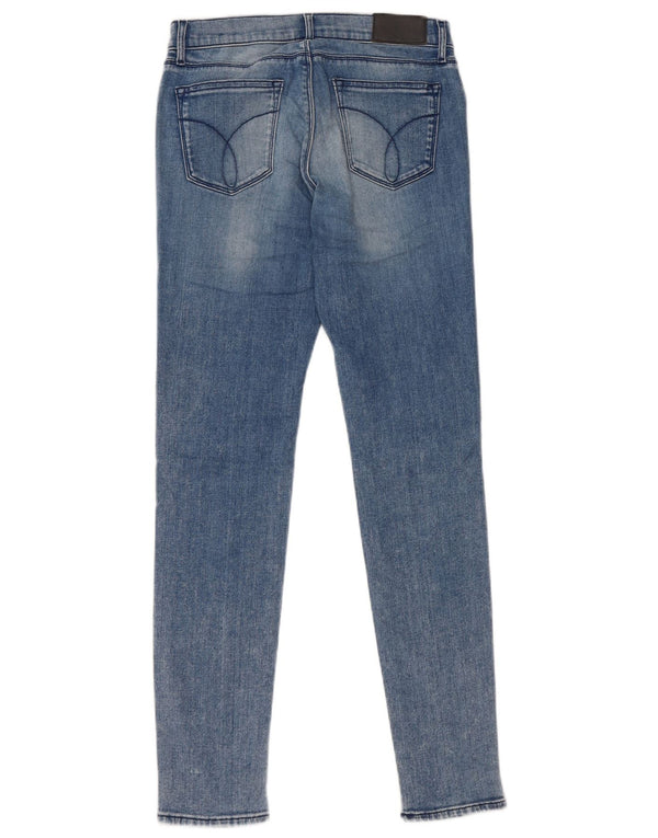 Calvin Klein Womens Mid Rise Skinny Jeans W26 L30 Blue Cotton