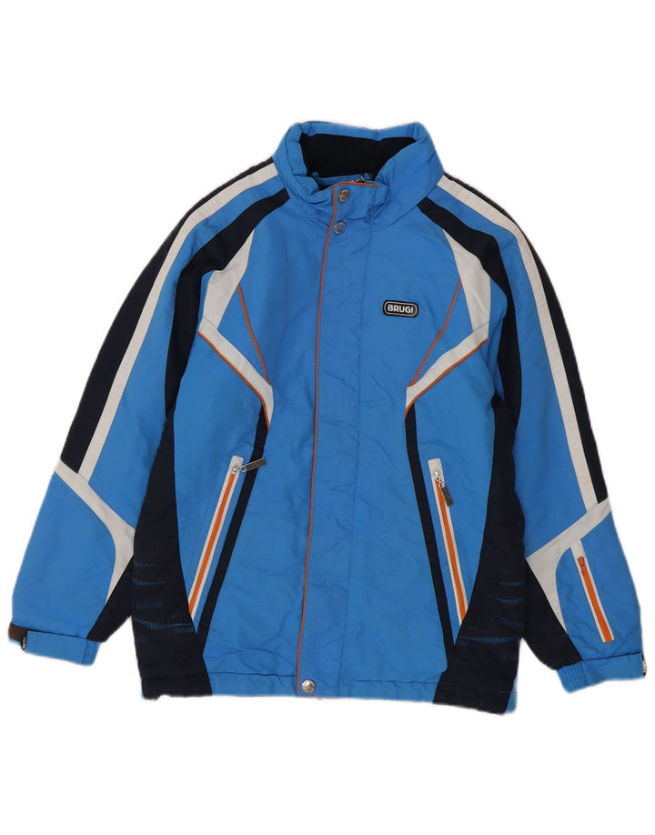 Лыжная куртка Brugi для мальчиков 11–12 лет, синяя с цветными блоками, полиамид