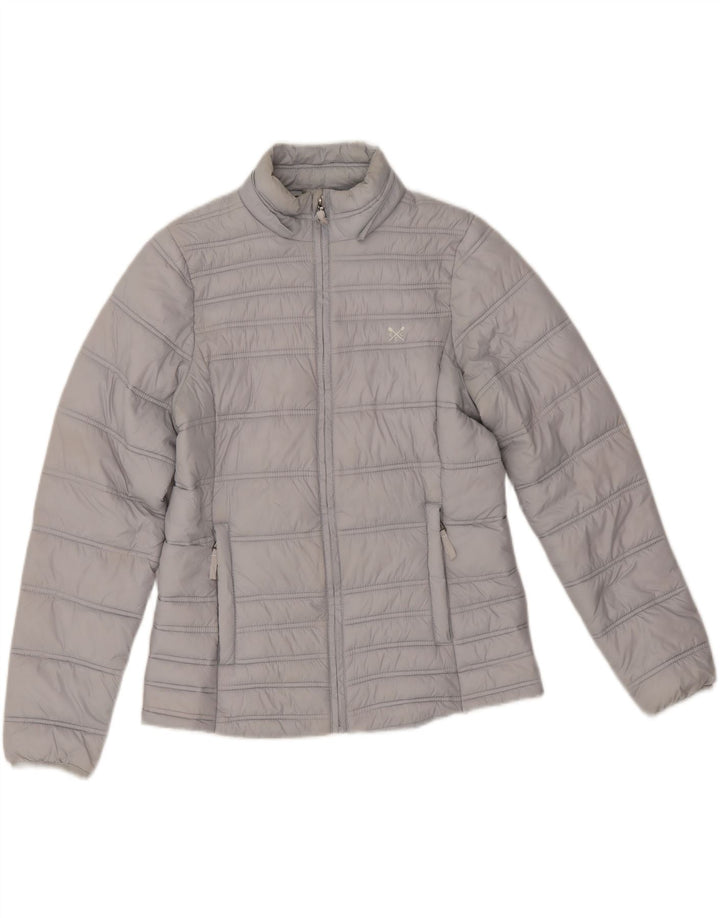 Женская стеганая куртка Crew Clothing UK 12, средний серый нейлон