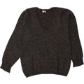 VINTAGE Womens V-Neck Jumper Sweater UK 14 Large Grey Vintage Vintage and Second-Hand Vintage from Messina Hembry 