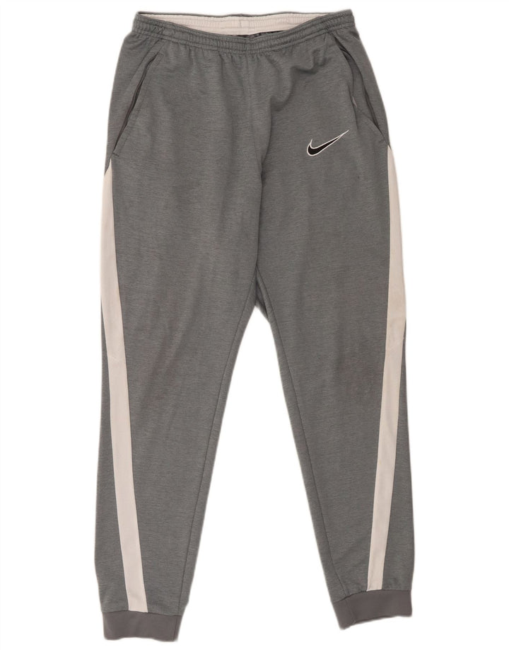 Мужские спортивные брюки Nike Dri Fit джоггеры среднего серого цвета с цветными блоками
