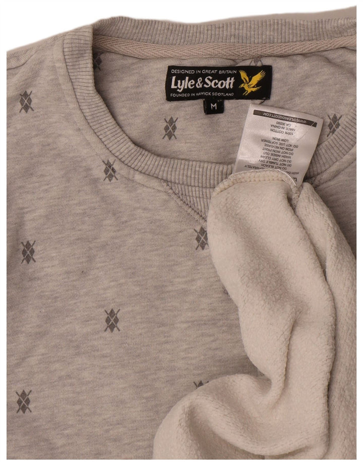 Мужской свитшот с абстрактным узором Lyle & Scott, хлопковый джемпер среднего серого цвета