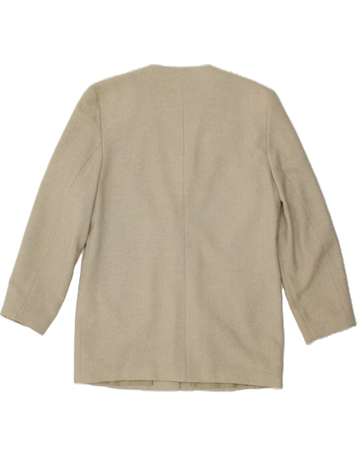 VINTAGE Womens 5 Button Blazer Jacket UK 14 Large Beige Polyester Vintage Vintage and Second-Hand Vintage from Messina Hembry 
