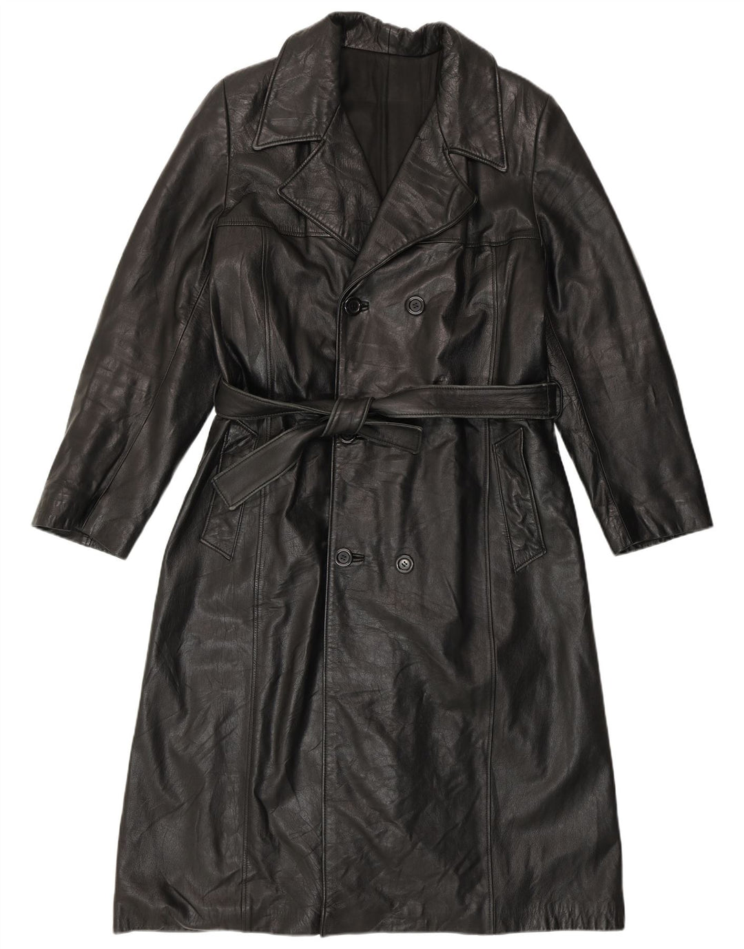 PASCUCCI Мужское двубортное кожаное пальто IT 50, большое, черное кожаное