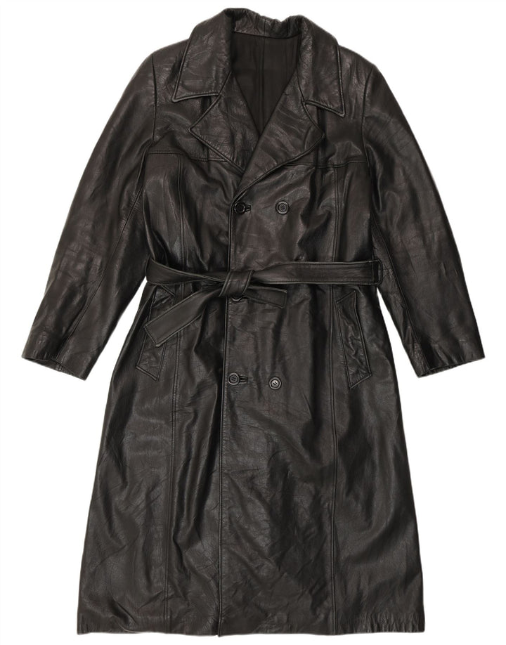 PASCUCCI Мужское двубортное кожаное пальто IT 50, большое, черное кожаное