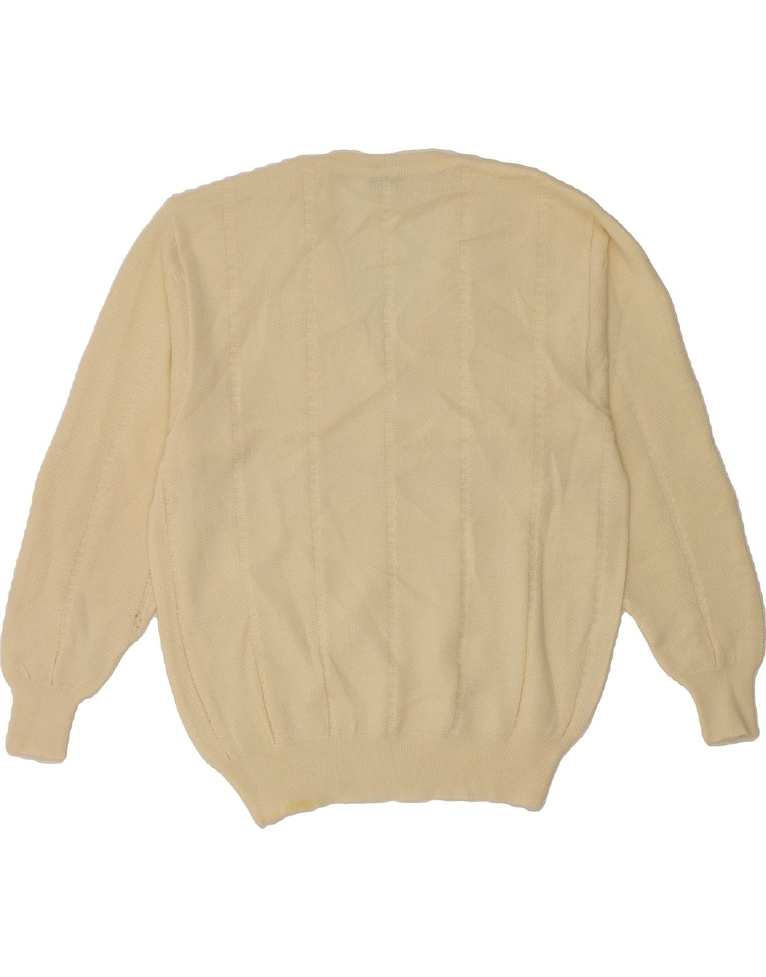 VINTAGE Mens V-Neck Jumper Sweater Large Off White Vintage Vintage and Second-Hand Vintage from Messina Hembry 