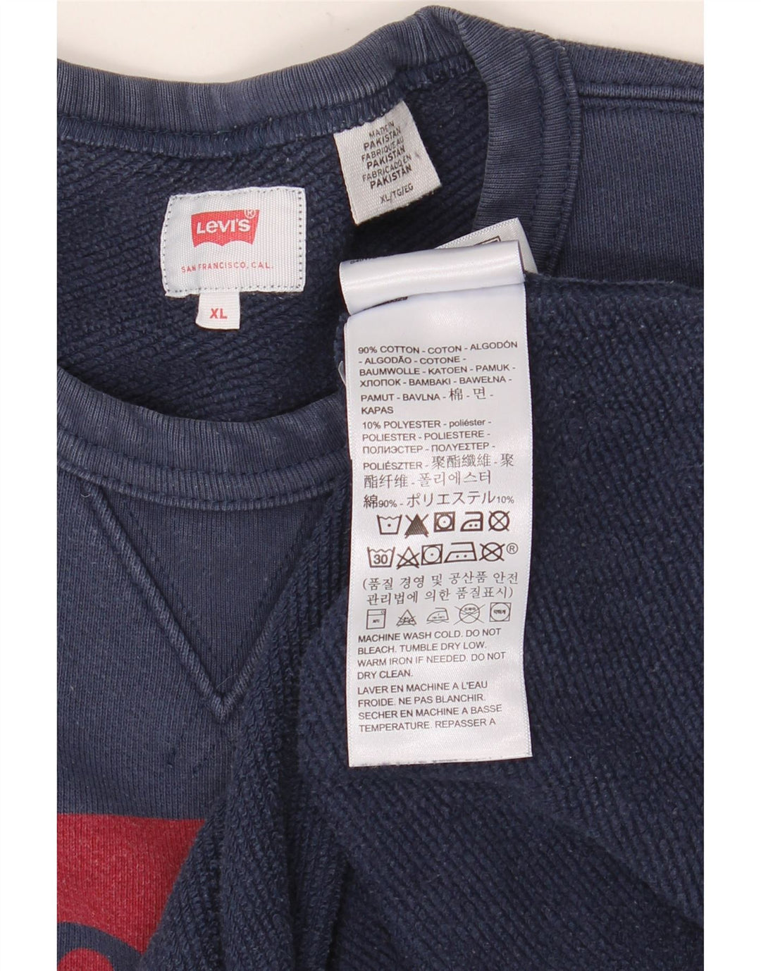 Мужской свитшот с рисунком LEVI'S, джемпер XL, темно-синий, хлопок