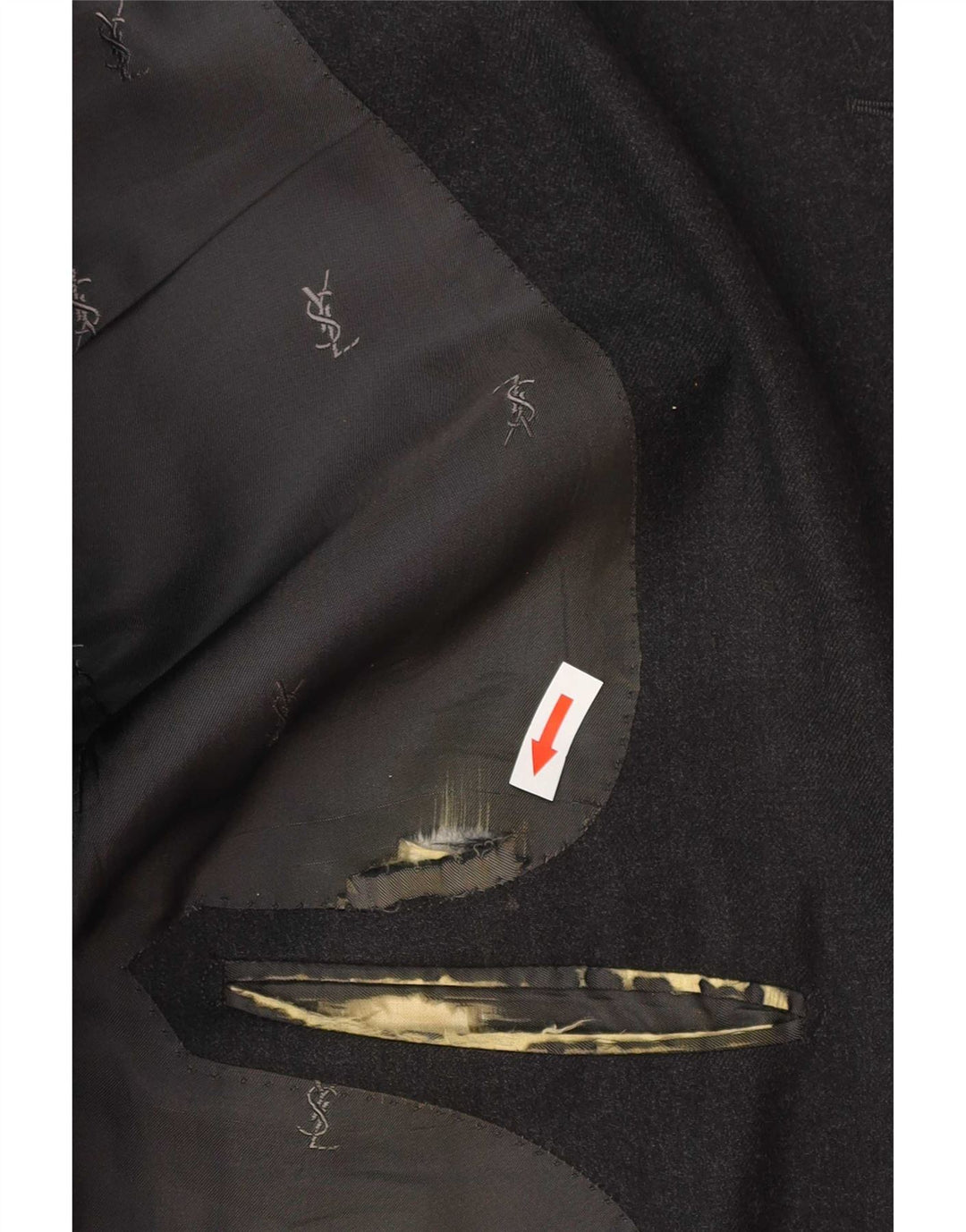 Мужской пиджак на 2 пуговицах Yves Saint Laurent IT 56 3XL Серый Шерстяной Классический