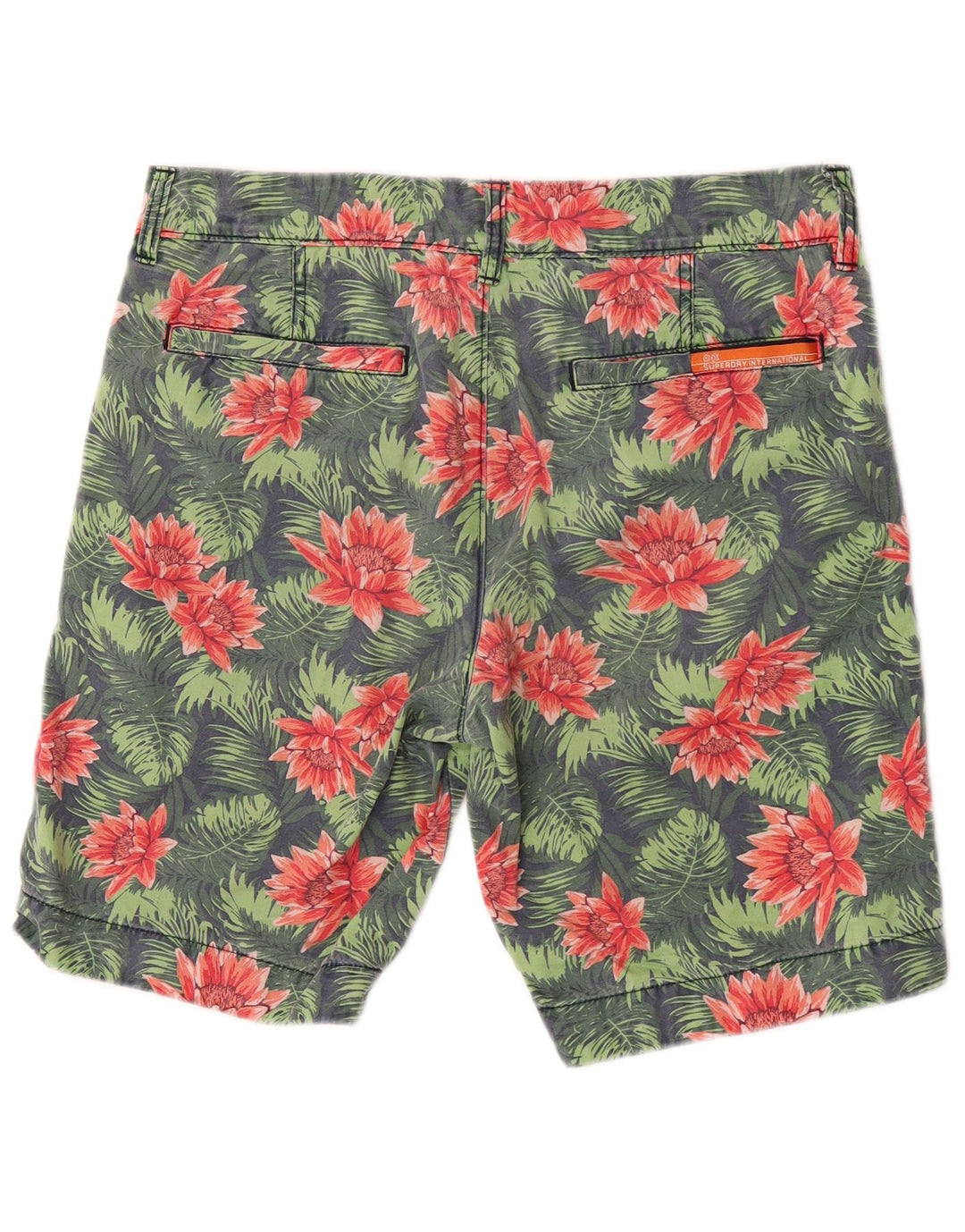 Мужские шорты чинос Superdry Medium W32, зеленый хлопок с цветочным принтом