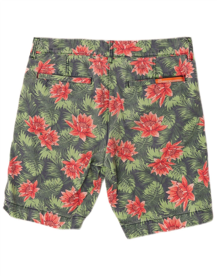 Мужские шорты чинос Superdry Medium W32, зеленый хлопок с цветочным принтом