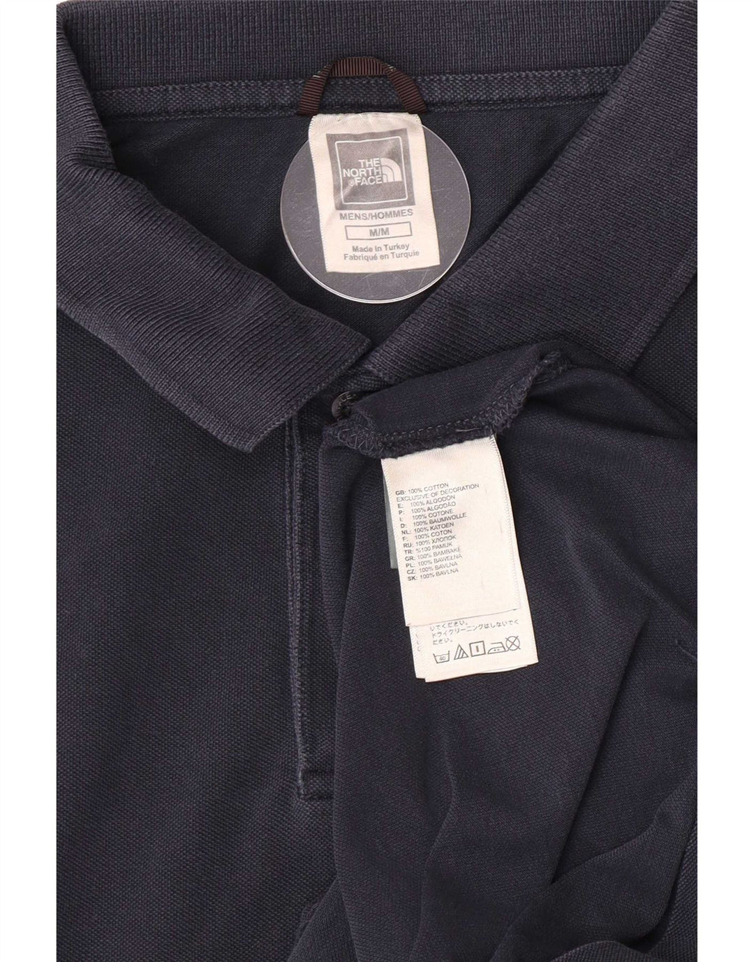 Мужская рубашка-поло The North Face, темно-синяя, хлопковая, среднего размера