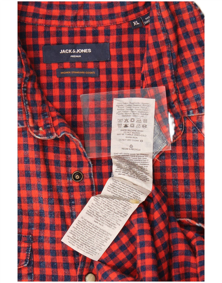 Мужская фланелевая рубашка Jack & Jones XL из хлопка в красную клетку